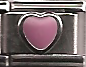 Lilac Heart with silver trim - 9mm enamel Italian charm
